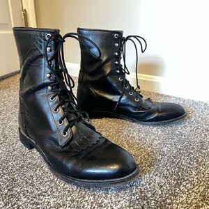 Vintage Justin 506 Black Lace-Up Boots